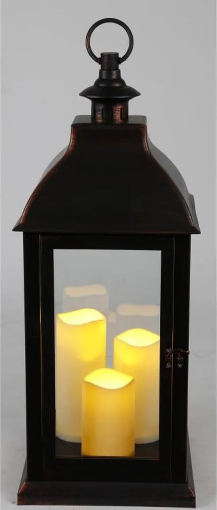 Grande lanterne décorative 59cm avec 3 bougies LED et fonction timer - 4