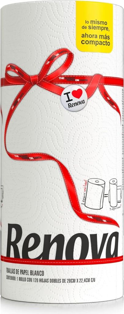 Renova red label WHITE Küchenrolle XXL Paper Towel 1 Roll 120 Blatt 2 Lagig, Large