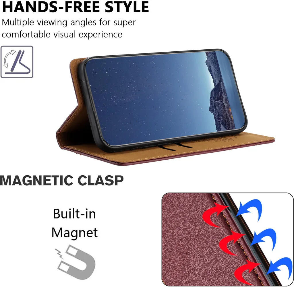 Cover Viaggio Xiaomi Redmi K70 / K70 Pro - Stand Pelle Rosso Scuro - 2