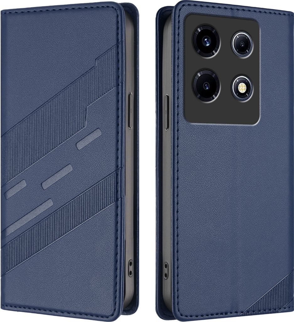 Hülle für Infinix Note 30 VIP, Kunstleder Brieftaschen Handyhülle mit Kartenfach und Standfunktion Blau