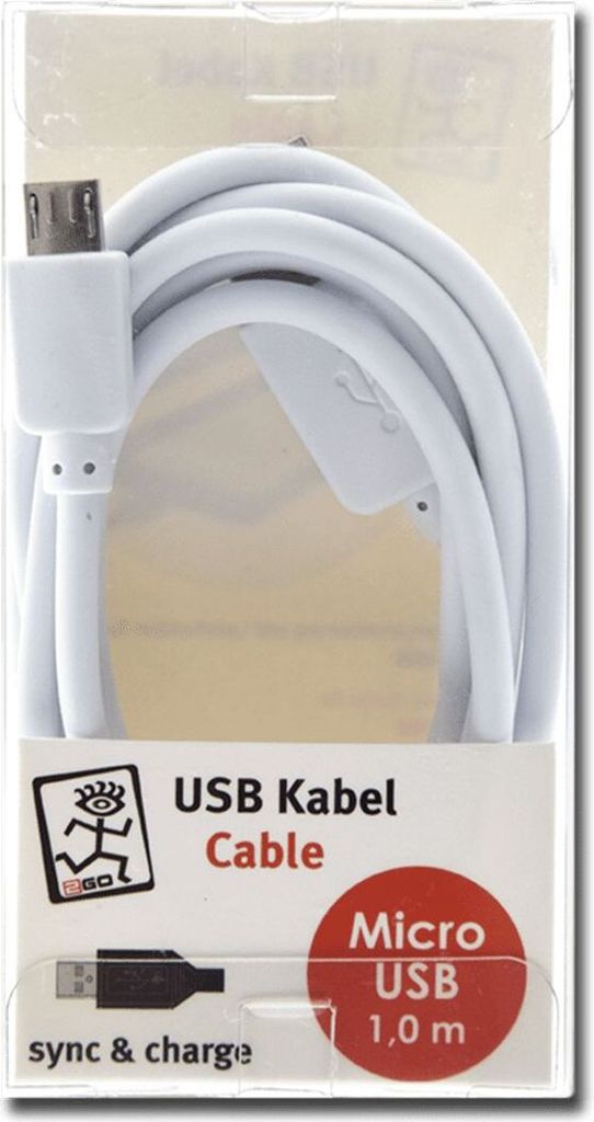 2GO USB Lade-/Datenkabel USB-A - Micro-USB 1m Nylon weiß