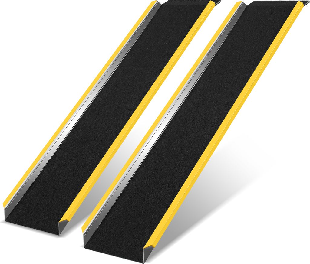 Jopassy 2X Auffahrrampe Rollstuhlrampe Verladerampe mit gelben Warnstreifen Hunderampe Auto Laderampe für Motorrad ATV Quad 300kg Pro Stück