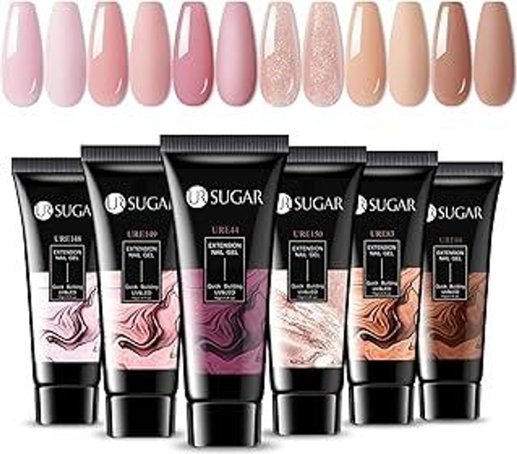 UR SUGAR Polygel Set Farben, 6 Farben Poly Extension Gel Nägel Set Poly Nagel Gels Tuben Nagelverlängerung Builder Gel für Nägel Nagelset Fräs...