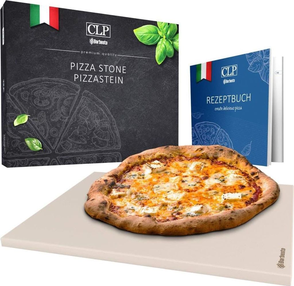 Pizzaset Cordierite - Brick - inklusive Pizzaheber für knusprigen Boden | Inhaltssatz: Pizzastein
