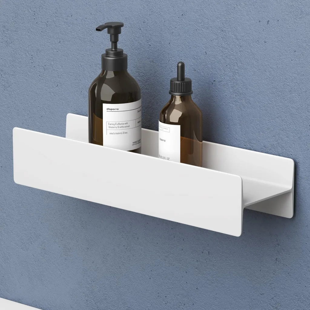 Étagère de Douche Murale 40 cm Blanc Mat en Alliage d'Aluminium Al-Mg