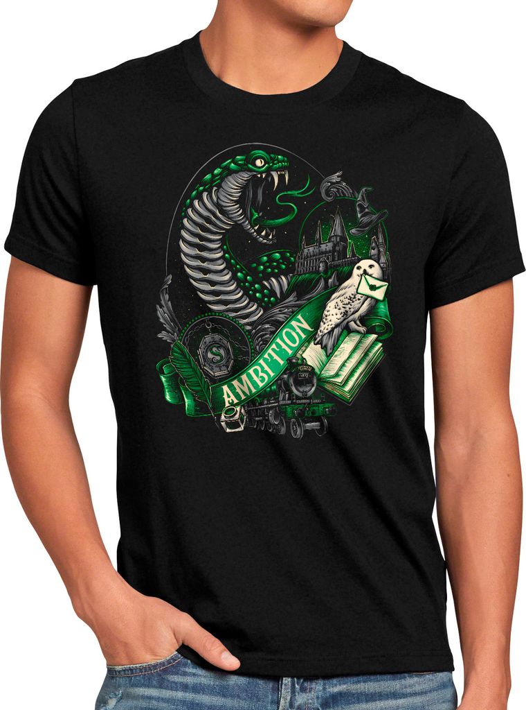 BaumwolleCloud Ambition Herren T-Shirt eule harry zauberstab besen zauberschule