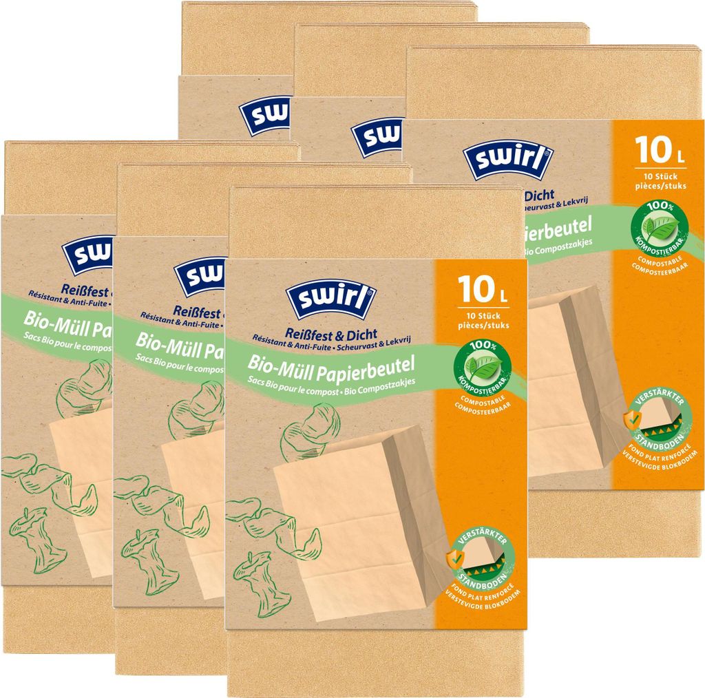 Swirl -Müll-Papier-Beutel 10L 10 Stück (6er Pack)