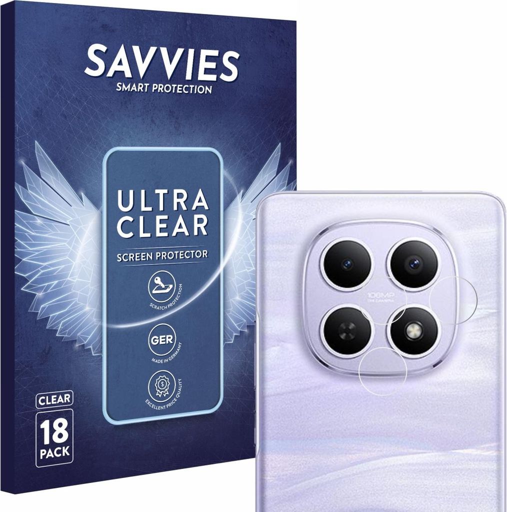 18x Für Xiaomi Redmi Note 15 (NUR Kamera) Schutzfolie Savvies Displayschutz Display Schutz Folie Klar Transparent