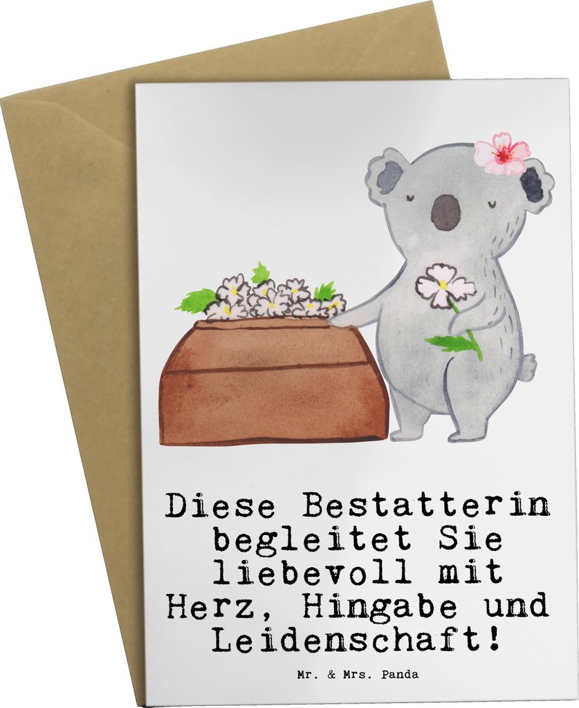 Mr. & Mrs. Panda jubiläumskarte Bestatterin Herz - Weiß - Geschenk, weihnachtskarten, Glückwunschkarte, einladungskarten, dankeskarten, osterkar...