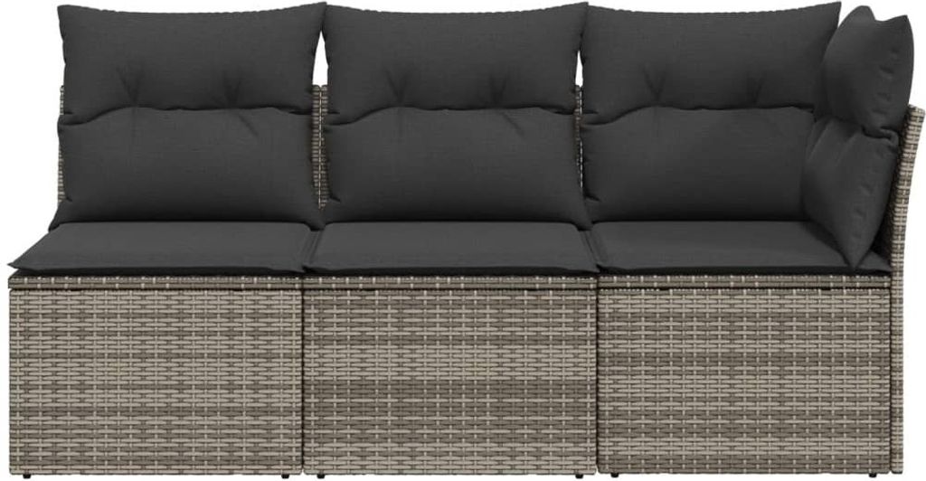 vidaXL Gartensofa mit Kissen 3-Sitzer Grau Poly Rattan Produktbild 3