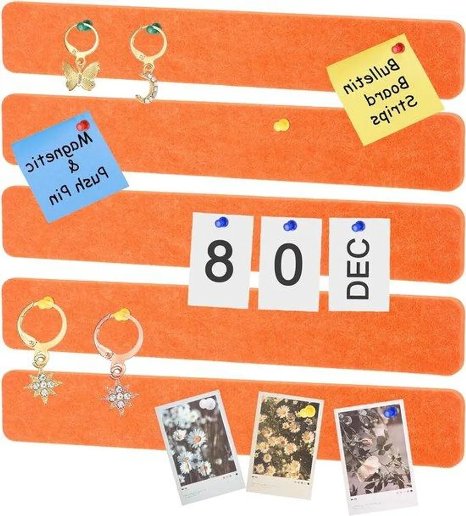 Bandes de feutre autocollantes orange 33x5 cm - Lot de 6 pour photos