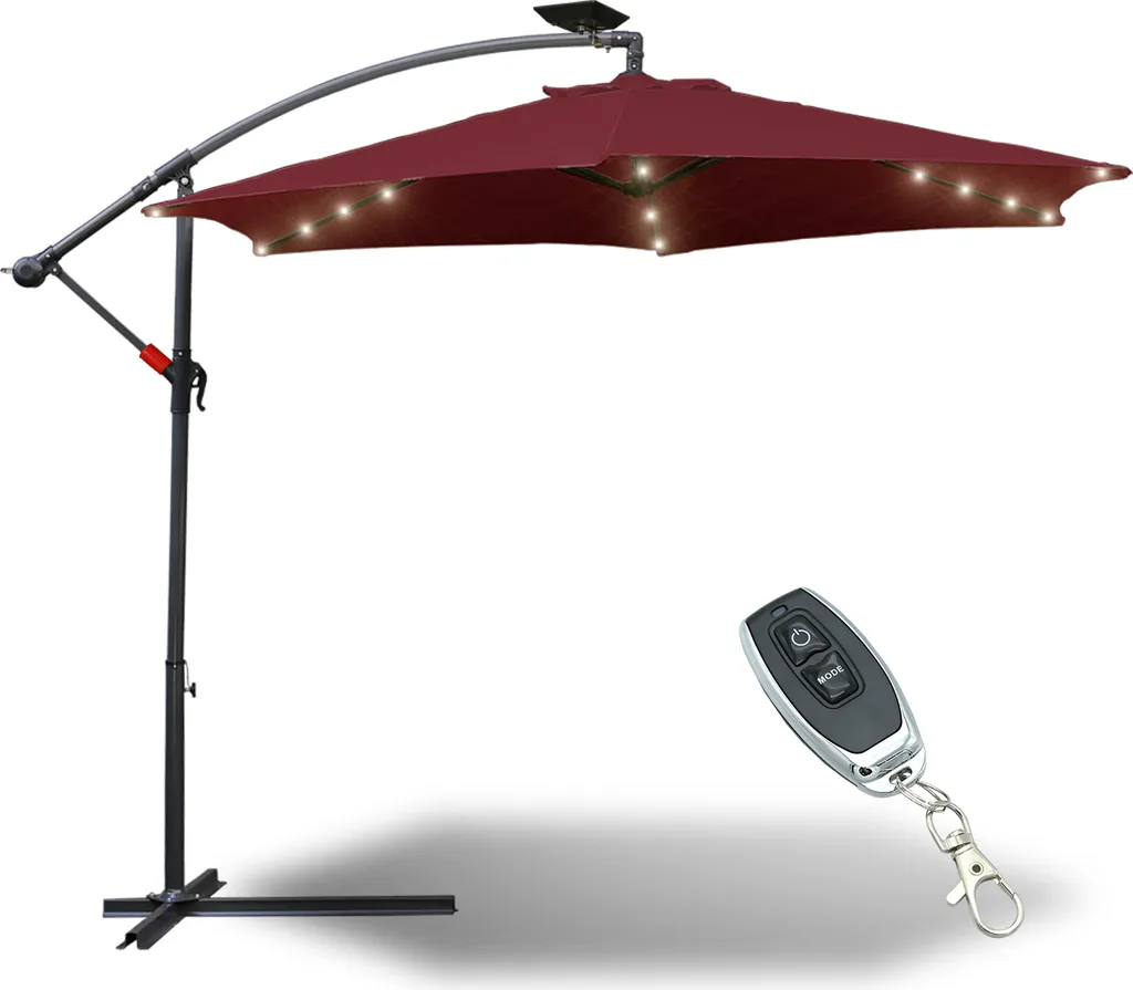 Offerta Ombrellone Jopassy 350cm Rosso - LED Solari Inclusi