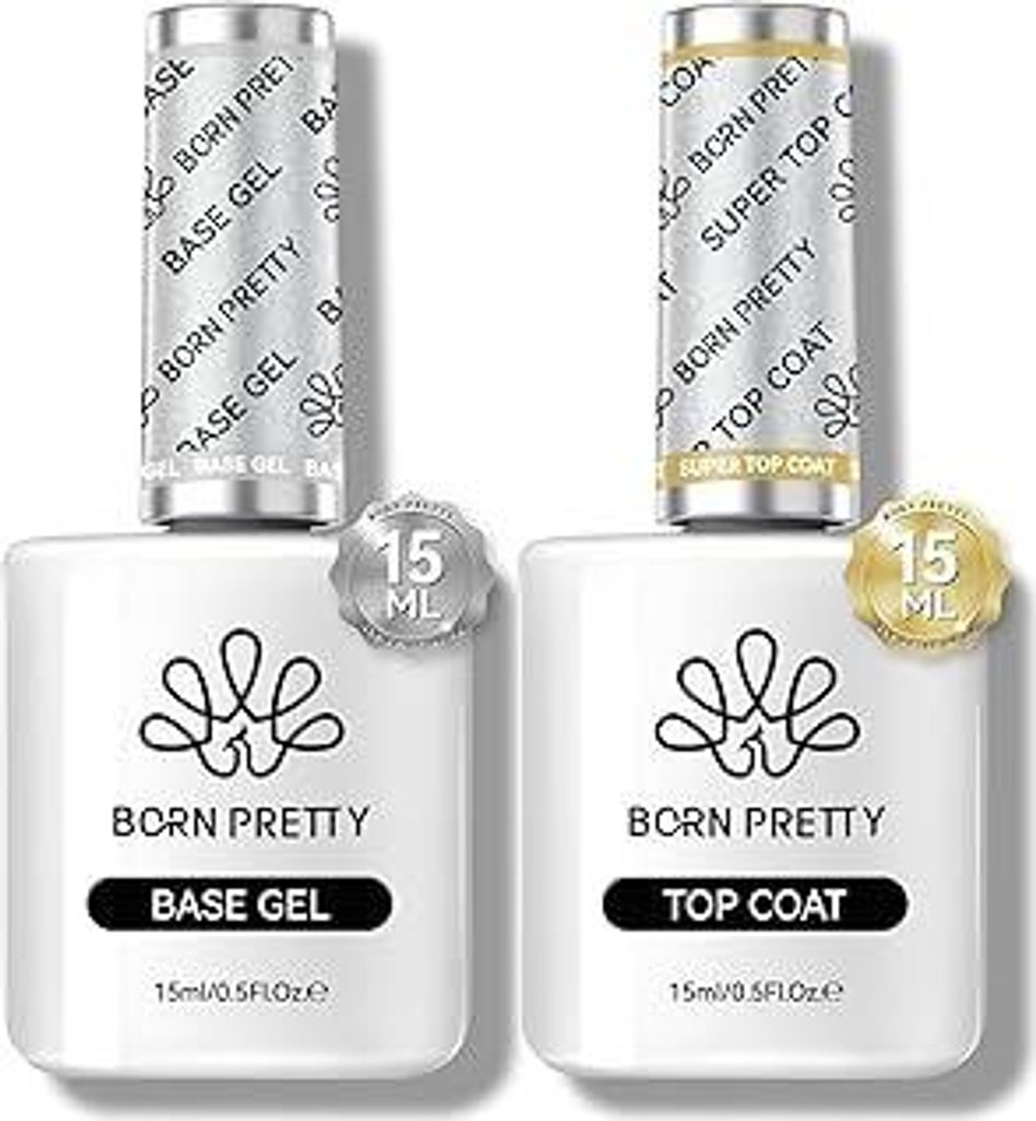 Born Pretty Base und Top Coat Gel U V Set 2X15ML - No Wipe Super Top Coat Gloss Base Gel Kein Absplittern Oder Abblättern und Lang Anhaltend Unter...