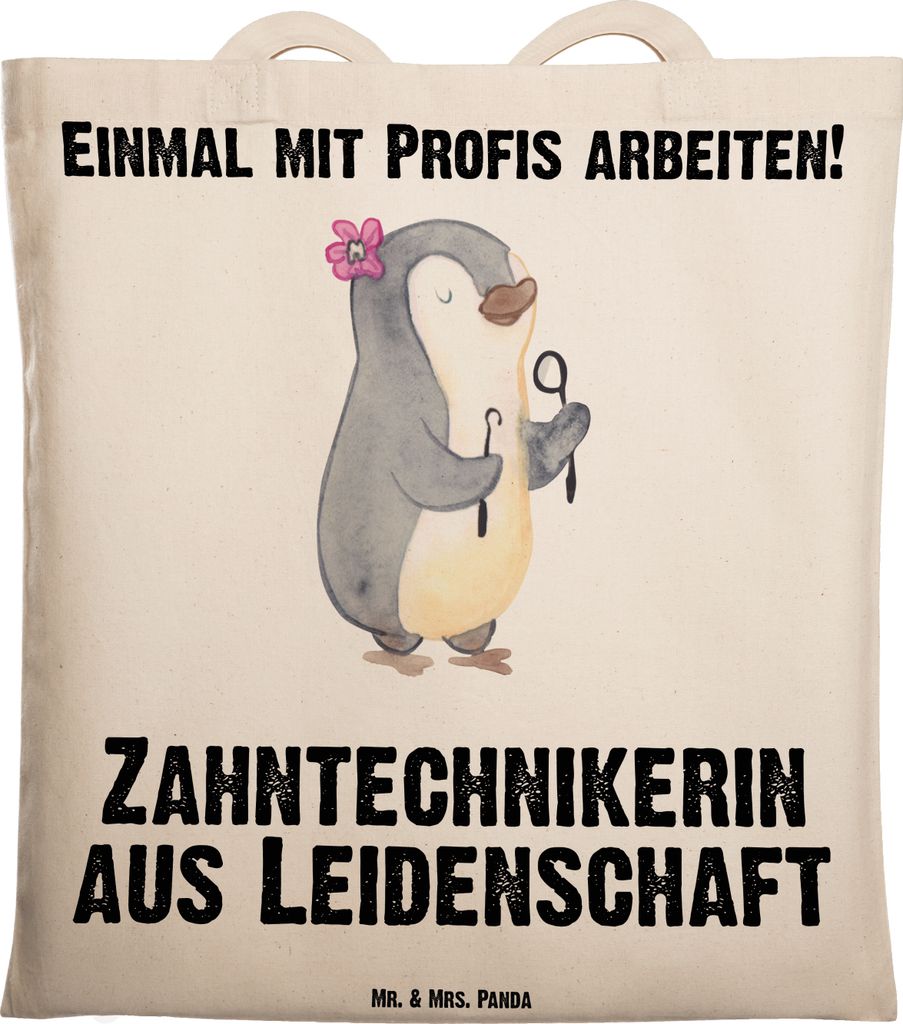 Mr. & Mrs. Panda Shopping Tasche Zahntechnikerin Leidenschaft - Transparent - Geschenk, Laptoptasche, Jutebeutel, Tote Bag, Einkaufstasche
