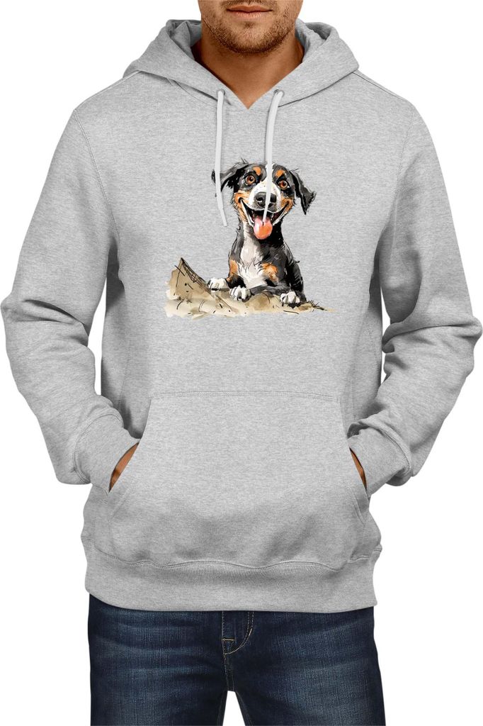 Herren Kapuzenpullover Funny Dogs Breeds Entlebucher Mountain Dog Breed Dog Breed, Man 2XL / Grau