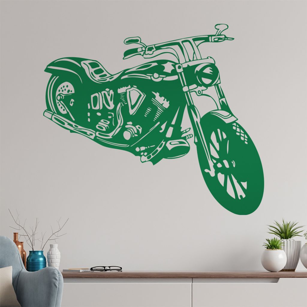 Motorrad Wandtattoo in 6 Größen - Wandaufkleber Wall Sticker - Dekoration, Küche, Wohnzimmer, Schlafzimmer, Badezimmer