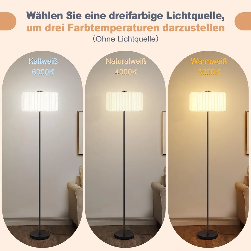 Lampadaire de Chambre Luminaire d'Ambiance Papier Blanc pour Coin Lecture - 4