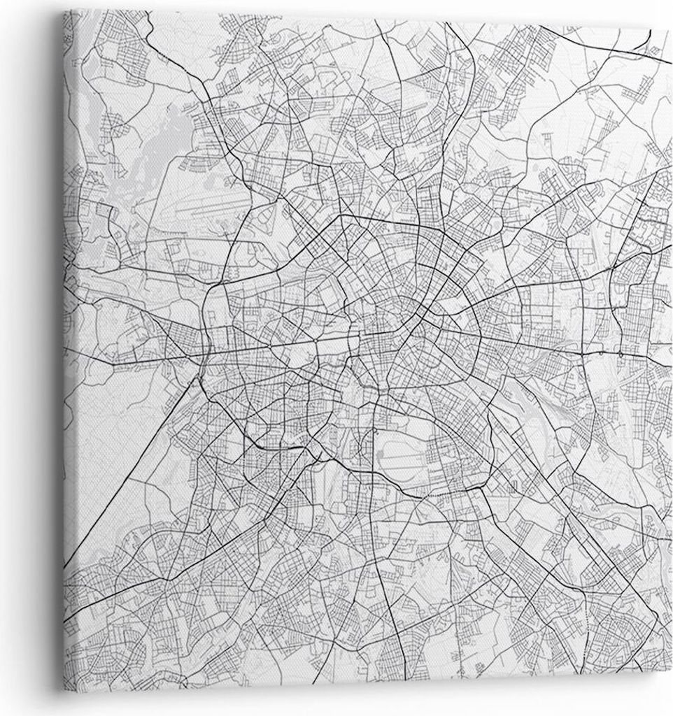 Bild auf Leinwand - Leinwandbild - Einteilig - Stadt Karte Berlin - 30x30cm - Wand Bild - Wanddeko - Wandbilder - Leinwanddruck - Bilder - Wanddeko...