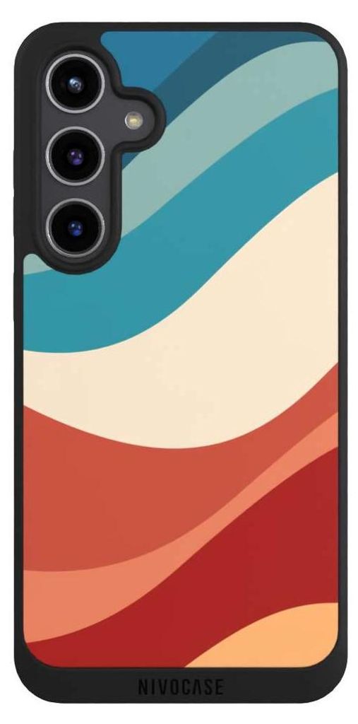 NIVOCASE Handyhülle für Samsung Galaxy S24+ Hülle NIVOpure Case Schwarz Farbe Farbverlauf Welle