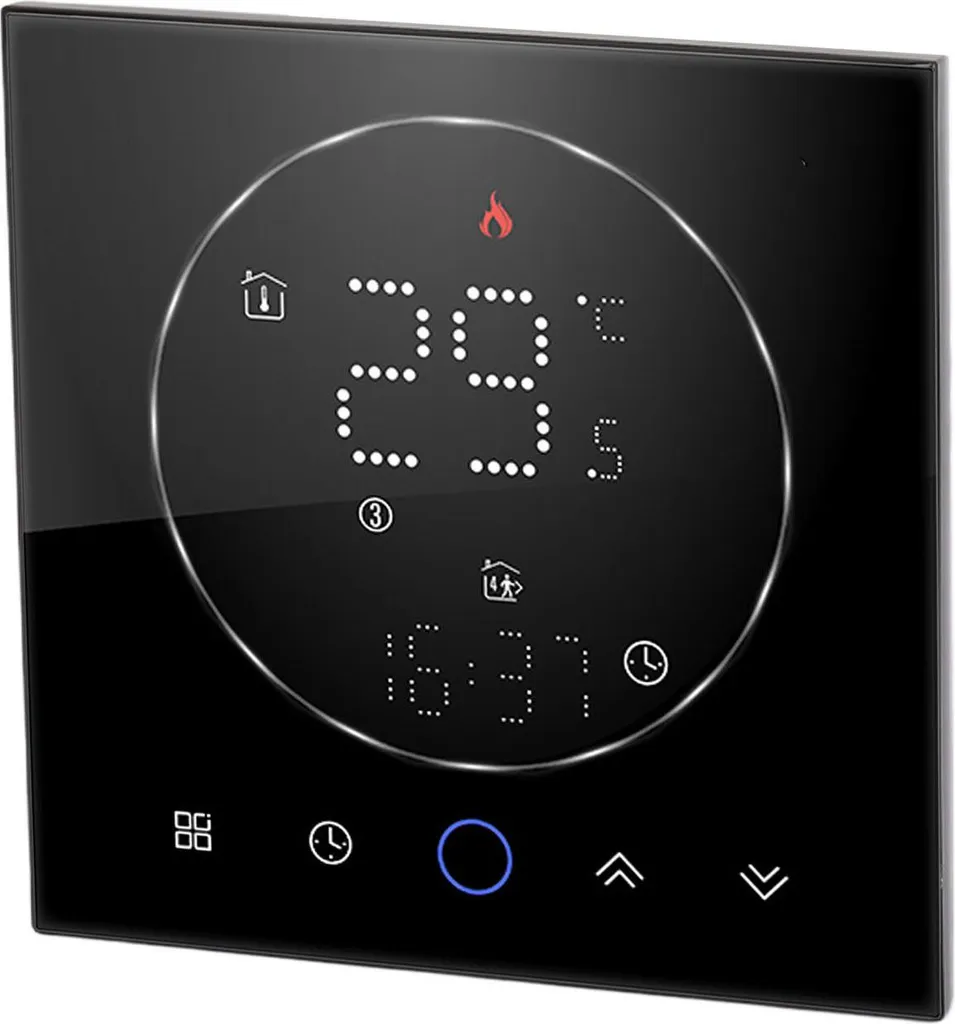 Thermostat intelligent programmable précis avec écran carré noir chic