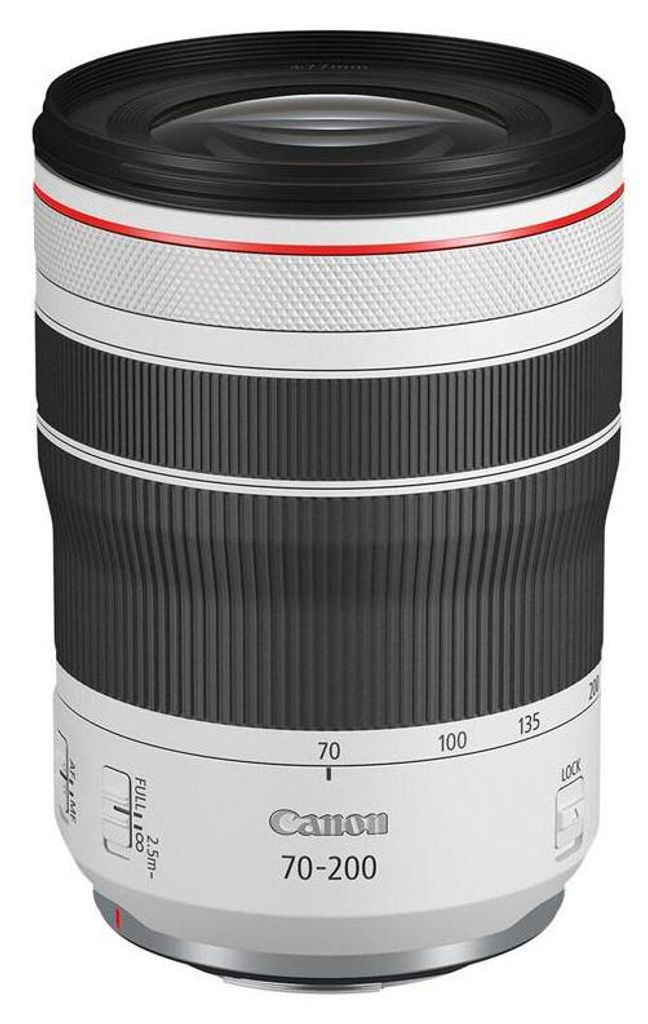 A product shot of a Canon camera lens.