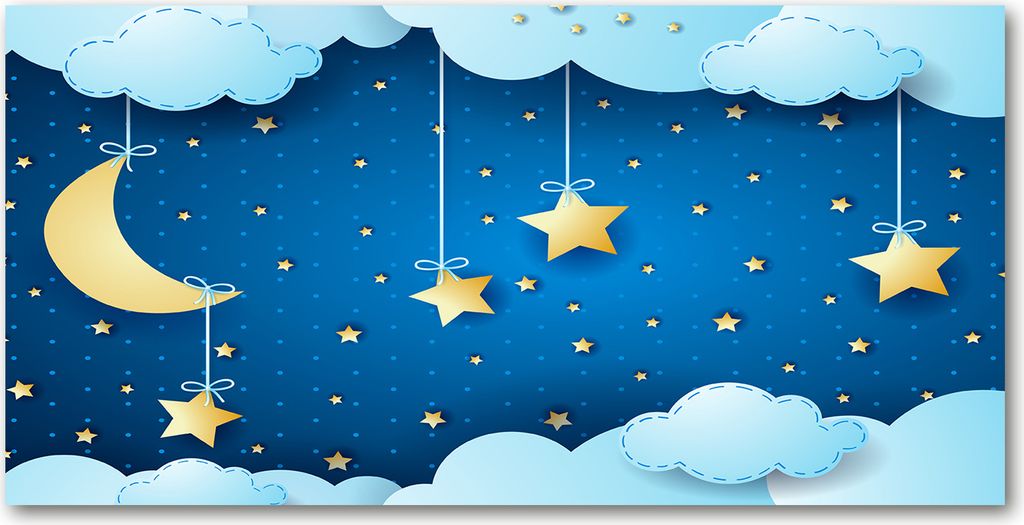 Tulup Leinwandbild -100x50 cm - Wandkunst - Drucke auf Leinwand - Leinwanddruck - Kinderzimmer - Blau - Nacht Himmel