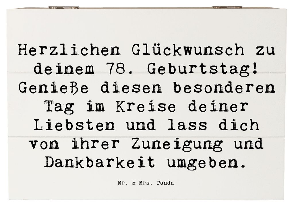 Mr. & Mrs. Panda Geschenkbox Spruch 78. Geburtstag 22 x 15 cm - Weiß - Geschenk, liebevolle Details, Erinnerungsbox, Holzkiste, Herzlichkeit, Happ...
