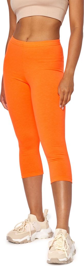 Bellivalini Neon Leggings Damen 3/4, BLV50-300 (Neon Orange, XS)