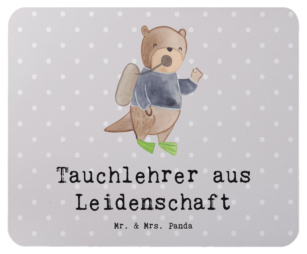Mr. & Mrs. Panda Mauspad Tauchlehrer Leidenschaft - Grau Pastell - Geschenk, mousematte, Mousepad, Mouse Pad, pc, laptop