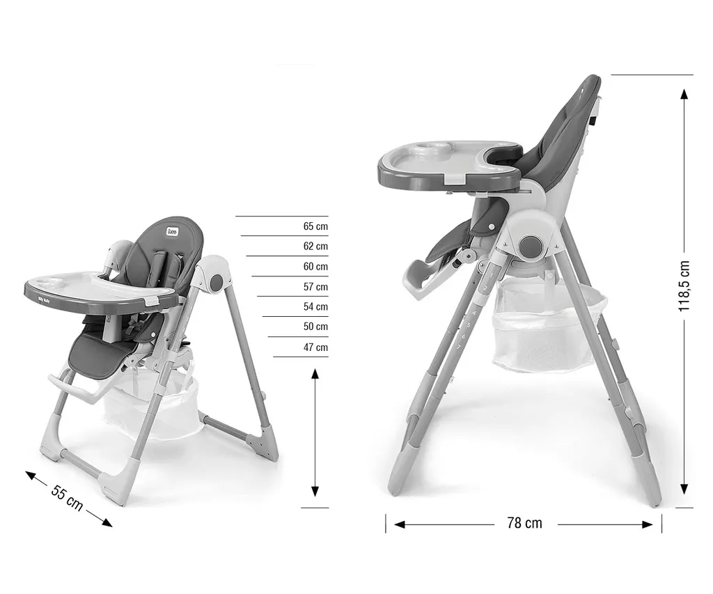 Chaise haute facile à nettoyer Bueno Grey pour éviter les tâches bébé
