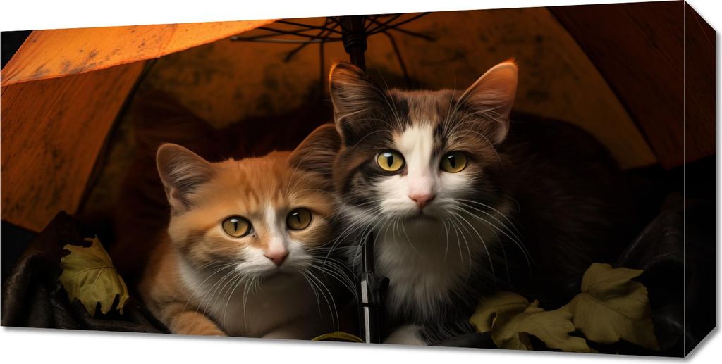 Bild 60x30cm Katzen Regenschirm Abenteuer