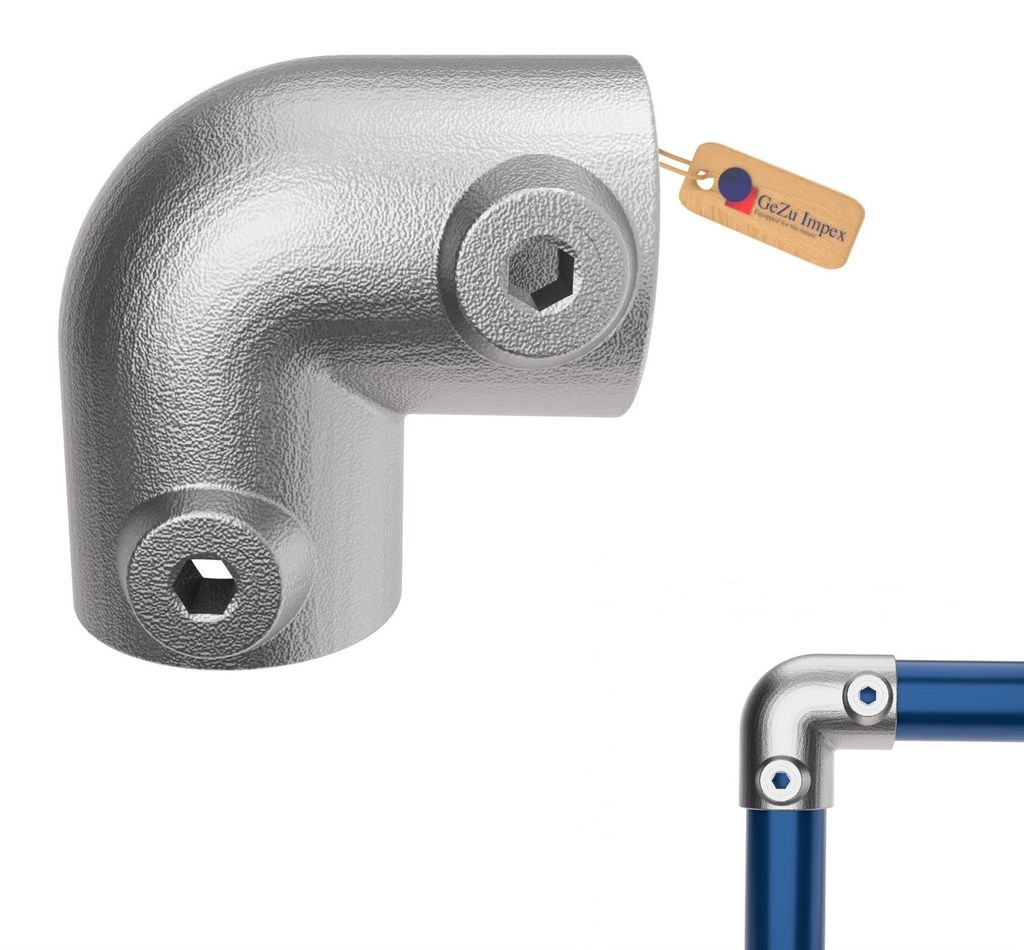 GeZu Impex 90° Rohrverbinder Bogen Ø 27 mm Feuerverzinkt Rohrbogen für Handlauf