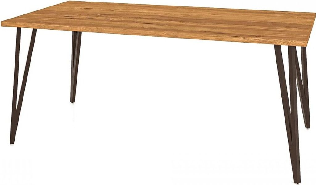 Esstisch Rolo aus Wildeiche massiv 90x150x76 cm mit schwarzen Metallbeinen