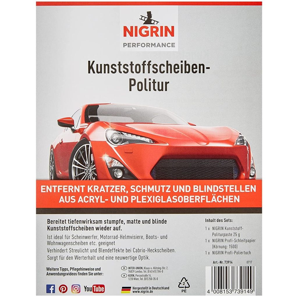 NIGRIN Kunststoffscheiben-Politur Set 3-teilig Produktbild 