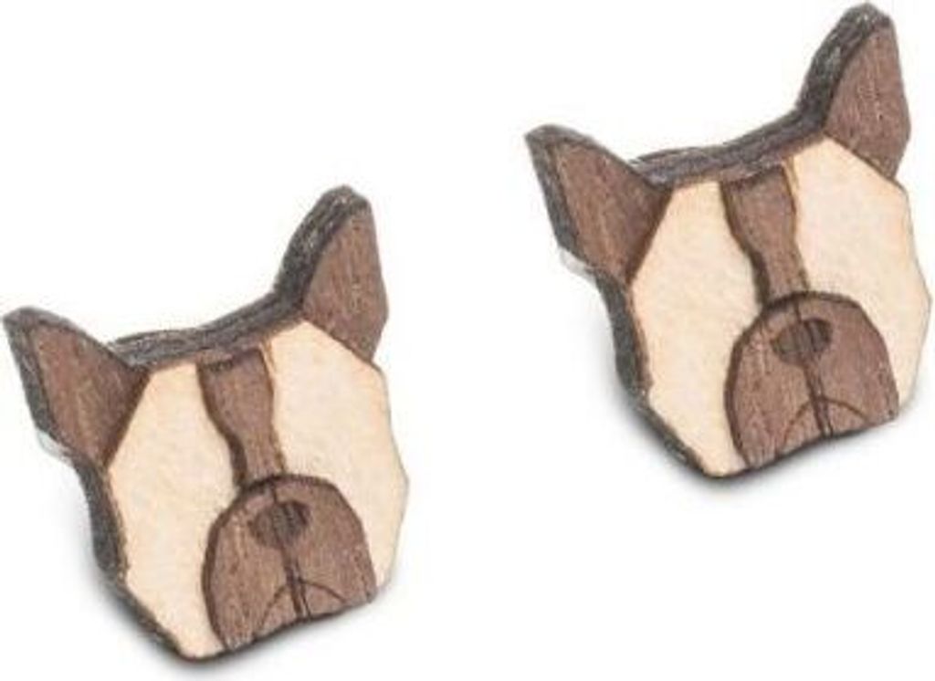 BeWooden-Frauen hölzerne Ohrringe Französische Bulldogge Ohrringe