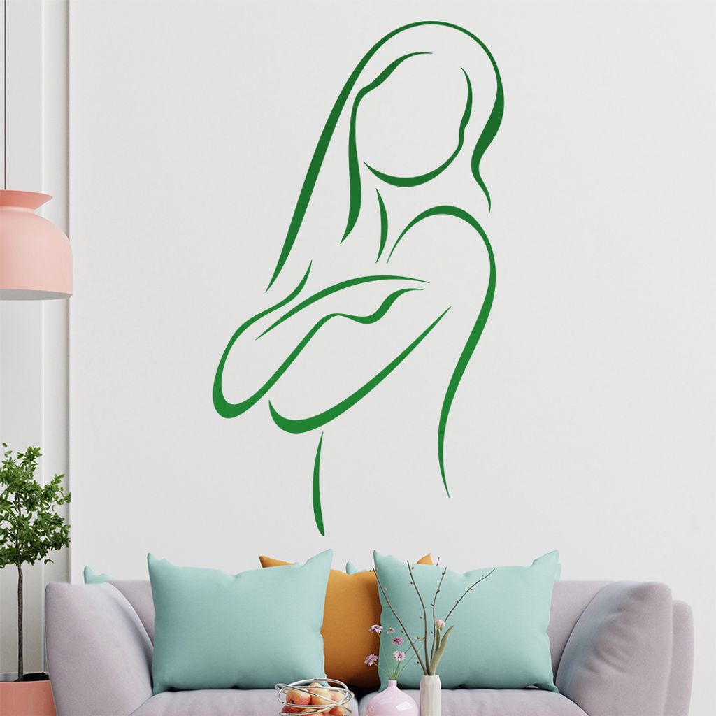 Frau sich umarmend - Linien Wandtattoo in 6 Größen - Wandaufkleber Wall Sticker - Dekoration, Küche, Wohnzimmer, Schlafzimmer, Badezimmer