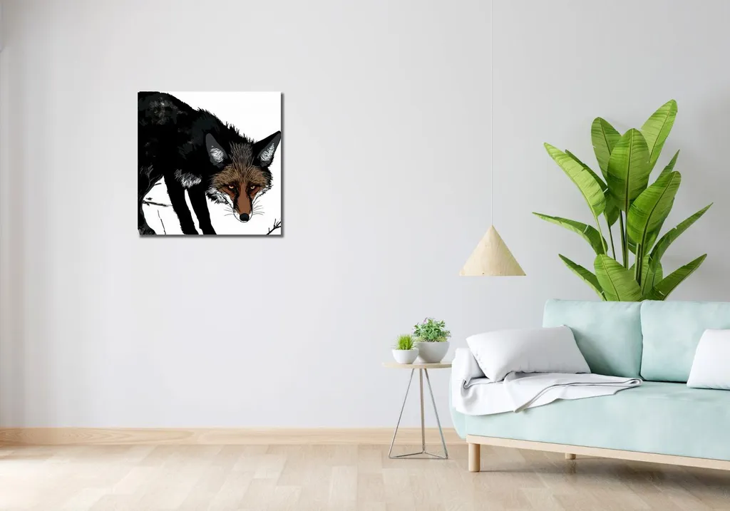 Image décorative Renard méfiant 60x60 - Idée cadeau nature originale