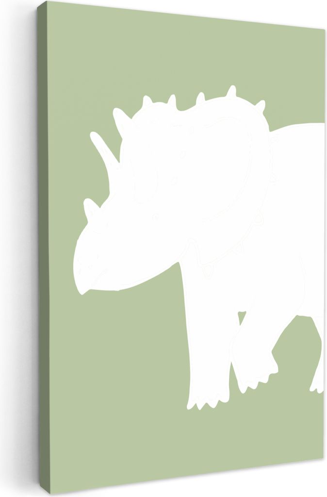 Wanddeko 60x90 cm - Kinder Dino - Triceratops - Grün, Wandbilder, Wanddeko Wohnzimmer, Bild