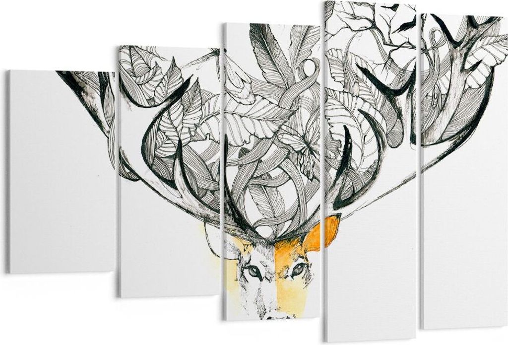 Bild auf Leinwand - Leinwandbild - Lieber Wilde Blumen Wald - 150x100cm - Wand Bild - Wanddeko - Leinwanddruck - Bilder - Kunstdruck - Wanddekorati...