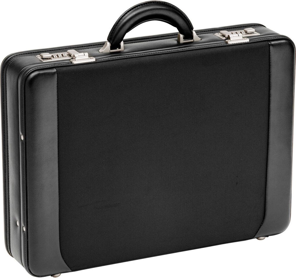 Aktenkoffer Laptop Arbeitskoffer für Beruf plus Dehnfalte Schwarz 46 cm Bowatex