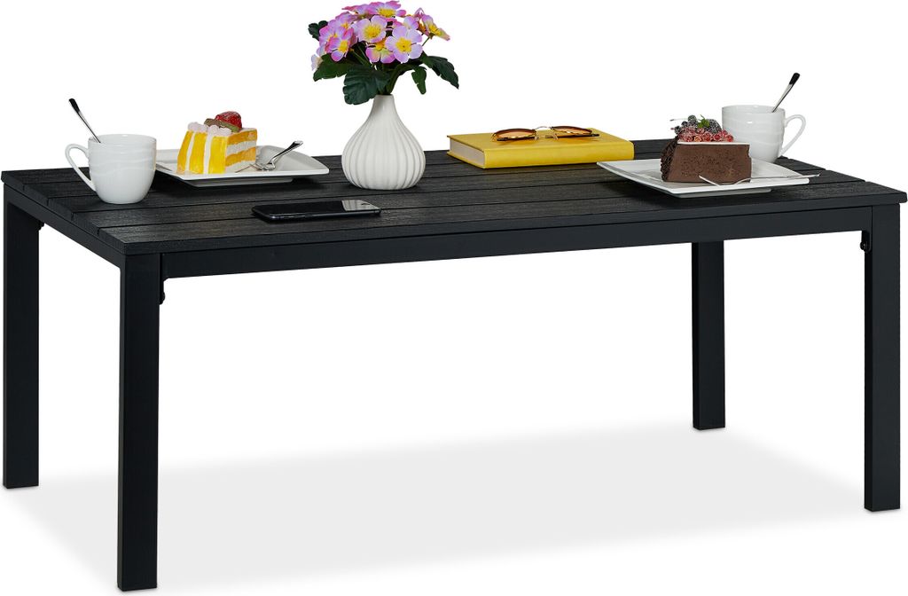Relaxdays Gartentisch rechteckig, Holzoptik, Esstisch, Produktbild 