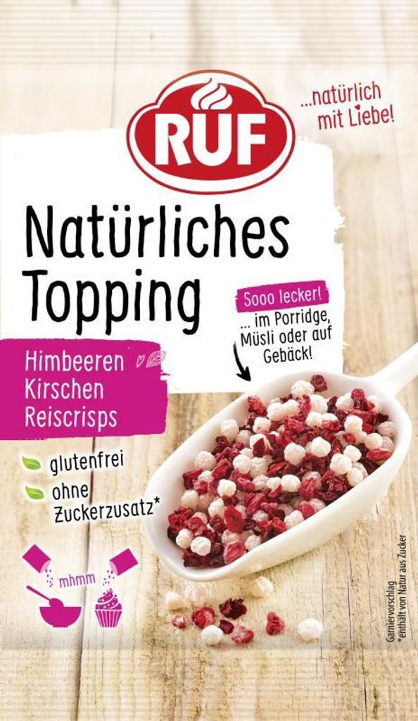 RUF Natürliches Topping Himbeer Kirsche Reiscrisps Produktbild 