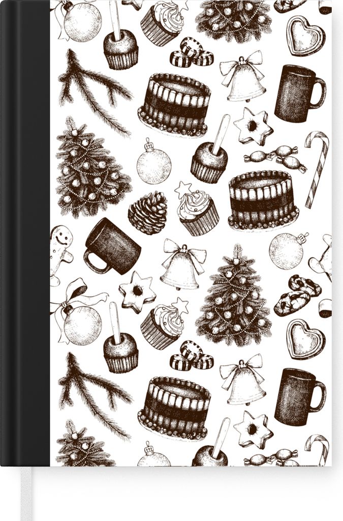 MuchoWow Notizbuch Tagebuch Haushaltsbuch Notebook A5 Vintage - Weihnachten - Muster - Dezember - Notizblock - Notizheft - Notebook - Schreibbloc...