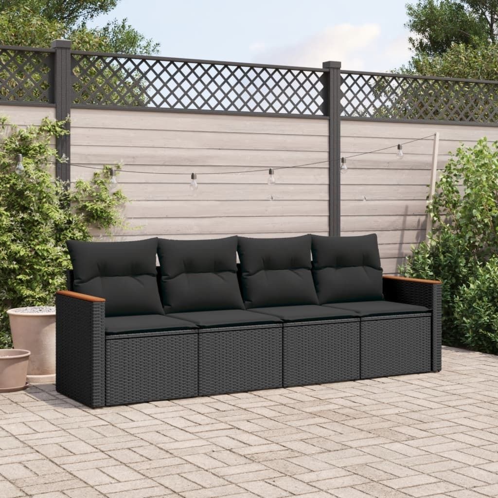 Maison Exclusive - 4-tlg. Garten-Sofagarnitur mit Kissen Schwarz Poly Rattan