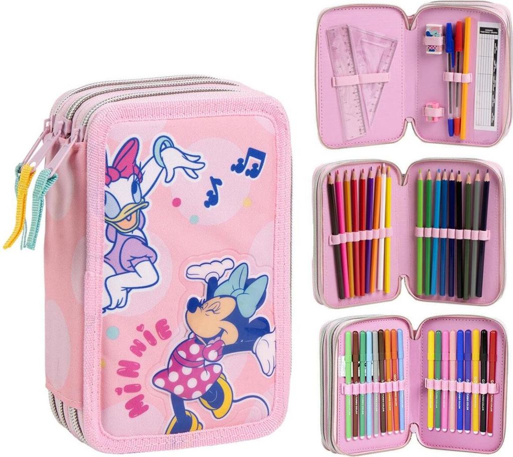 Disney Minnie Federmappe gefüllt – Schuletui & Stiftebox mit Zubehör für Kinder
