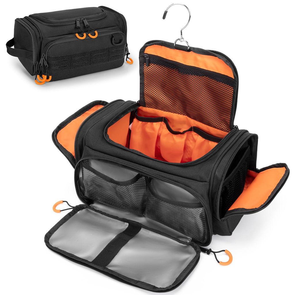 Tactical Kulturbeutel für Männer, Hängende Hygienetasche, Reise Dopp Kit Organizer für Rasieren, Duschutensilien und Toilettenartikel, Schwarz