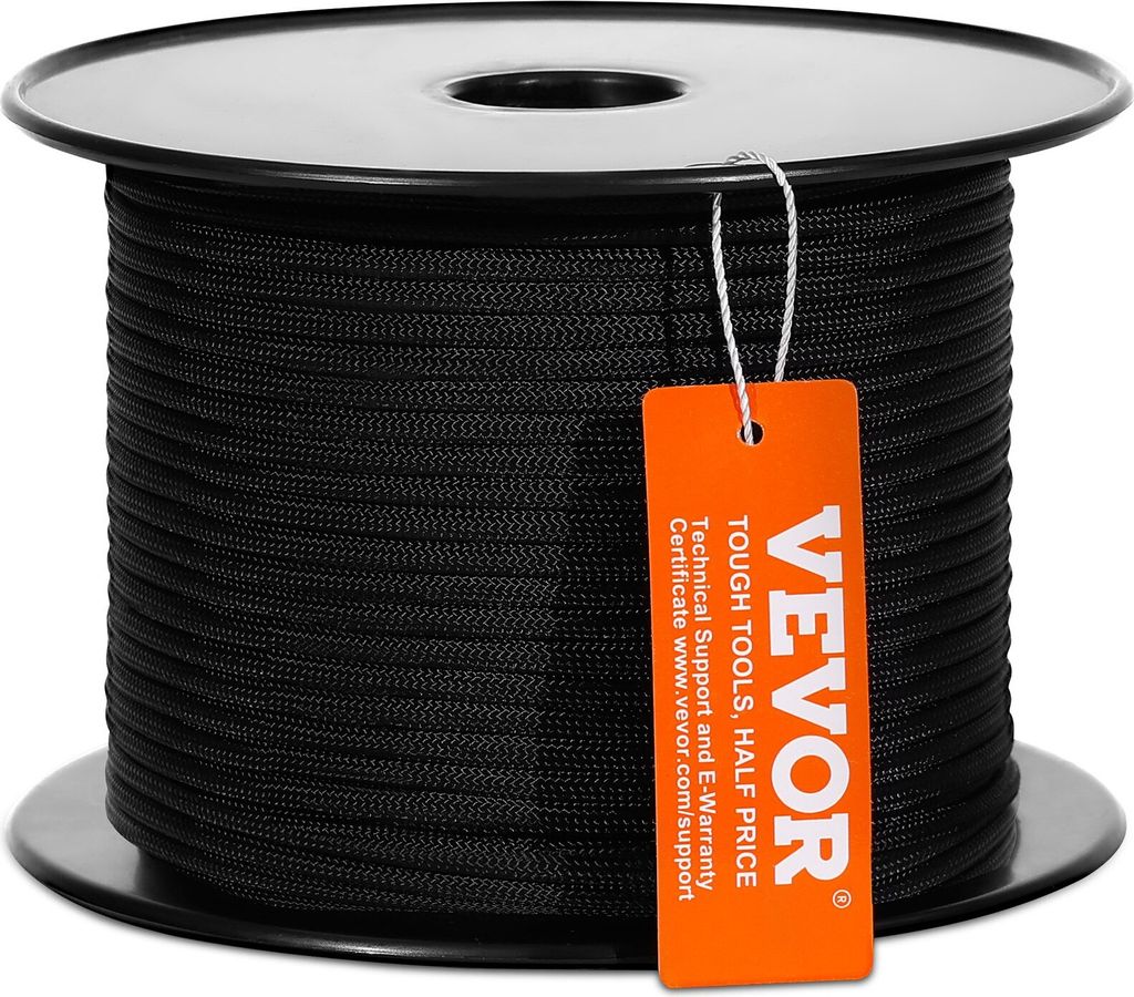 Geflochtenes Nylonseil, 3/16 Zoll x 250 Fuß, 32 Stränge, 720 Pfund Bruchfestigkeit, Outdoor-Kletterseil, Baumpfleger-Kletterseil für Felswanderu...