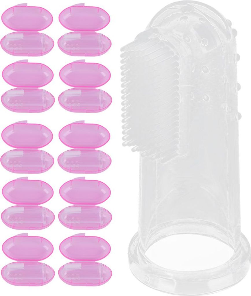 10pcs Baby Finger Zahnbürste Kleinkind Silikon weich Finger Zahnbürsten für NewbornPink Shell
