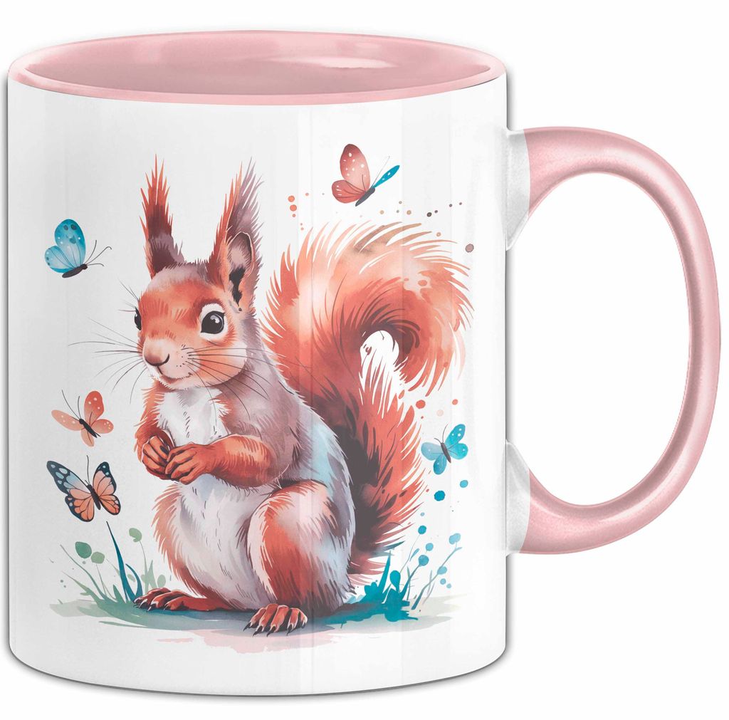 Eichhörnchen Tierliebhaber Tasse Geschenk Lustige Geschenkidee Spruch (Rosa)