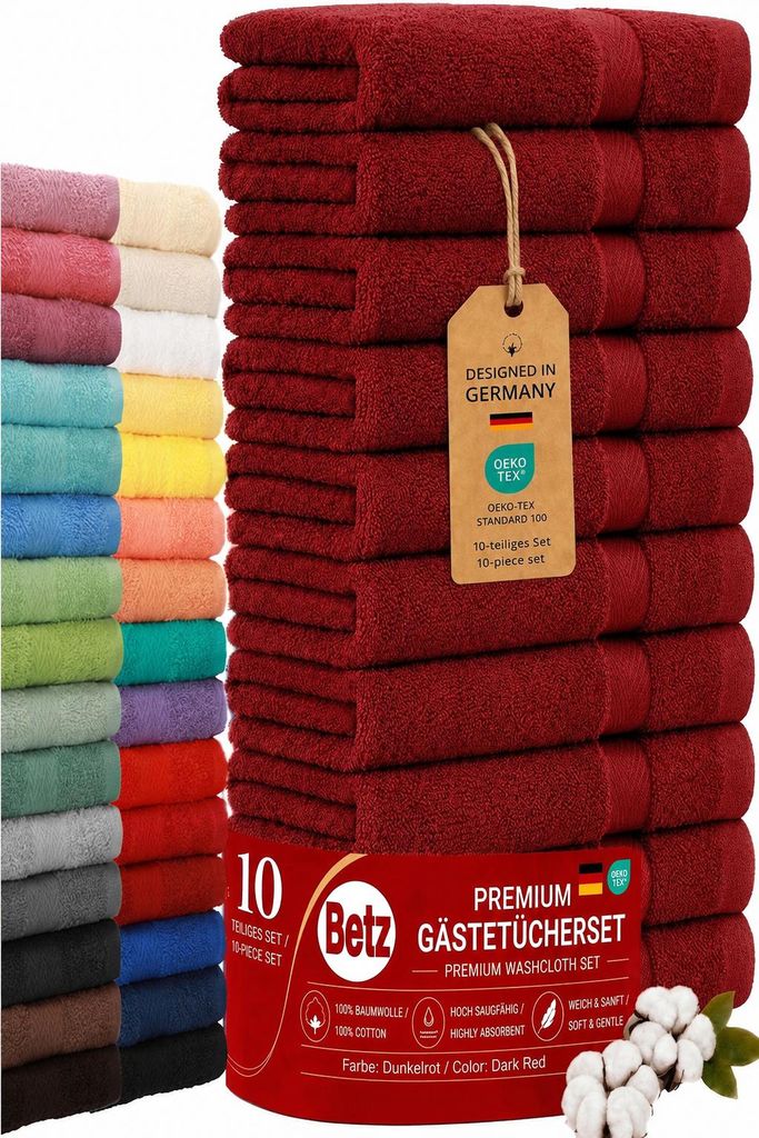 Betz 10 Stück Gästetücher 30x50 cm PREMIUM 100% Baumwolle Produktbild 